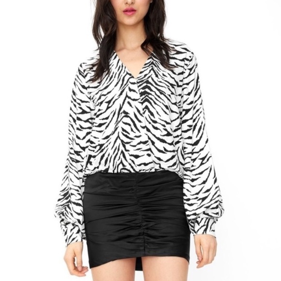 Generation Love Zebra Print V-Neck Blouse - Picture 1 of 12